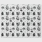 Alice in Wonderland Zwart-wit ontwerp Cadeaupapier (Vlak)