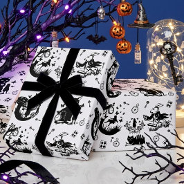 Alice in Wonderland zwart-wit ontwerp Cadeaupapier