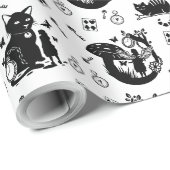 Alice in Wonderland Zwart-wit ontwerp Cadeaupapier (Rol Hoek)