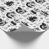 Alice in Wonderland Zwart-wit ontwerp Cadeaupapier (Hoek)