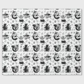 Alice in Wonderland Zwart-wit ontwerp Cadeaupapier (Vlak)