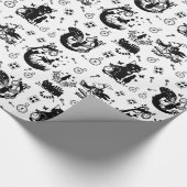 Alice in Wonderland Zwart-wit ontwerp Cadeaupapier (Hoek)