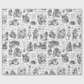 Alice in Wonderland Zwart Wit Toile Quotes Cadeaupapier (Vlak)