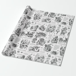 Alice in Wonderland Zwart Wit Toile Quotes Cadeaupapier