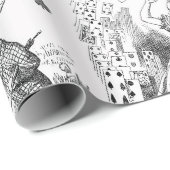 Alice in Wonderland Zwart Wit Toile Quotes Cadeaupapier (Rol Hoek)