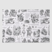 Alice in Wonderland Zwart Wit Toile Quotes Tissuepapier (Voorkant)