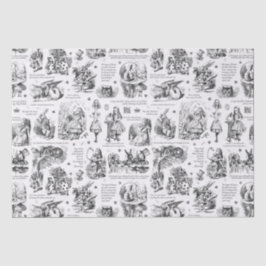 Alice in Wonderland Zwart Wit Toile Quotes Tissuepapier