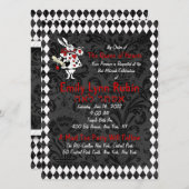 Alice in Wonderland Zwarte Feest Uitnodiging (Voorkant / Achterkant)