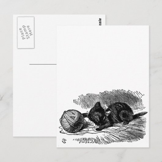  Alice in Wonderland, zwarte kat boektekening Briefkaart (Voorkant / Achterkant)