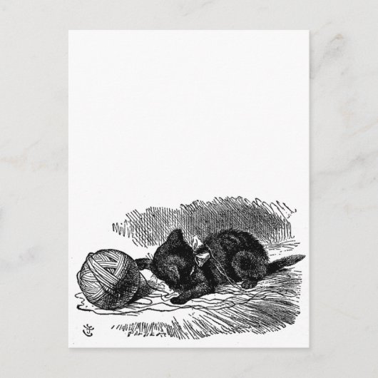  Alice in Wonderland, zwarte kat boektekening Briefkaart (Voorkant)