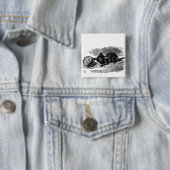 Alice in Wonderland, zwarte kat boektekening Vierkante Button 5,1 Cm (In situ)