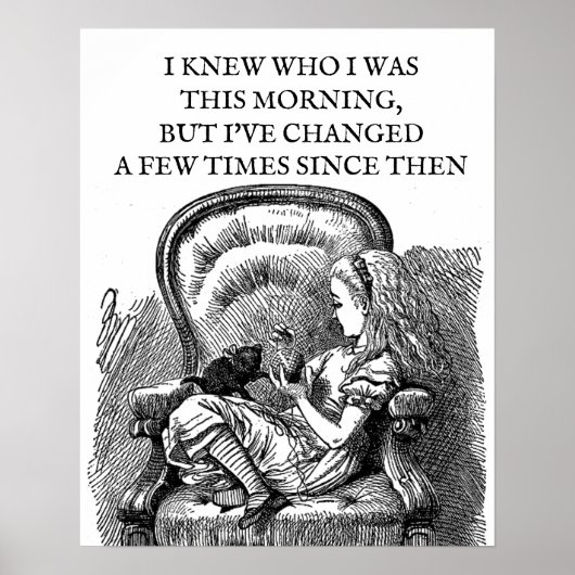 Alice in Wonderland zwarte kitten  antiek P Poster (Voorkant)