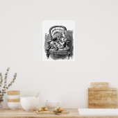 Alice in Wonderland zwarte kitten  antiek Poster (Keuken)