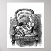 Alice in Wonderland zwarte kitten antiek Poster (Voorkant)