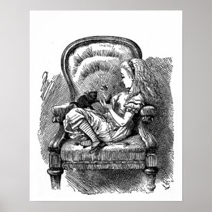 Alice in Wonderland zwarte kitten  antiek Poster