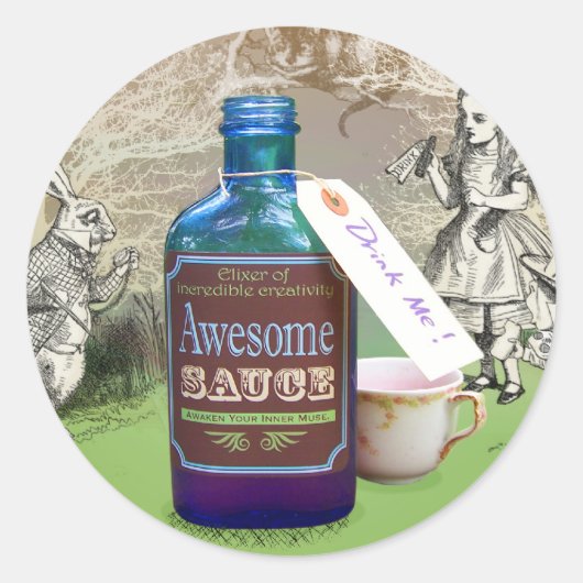 Alice in Wonderland's Geweldige saus Ronde Sticker (Voorkant)