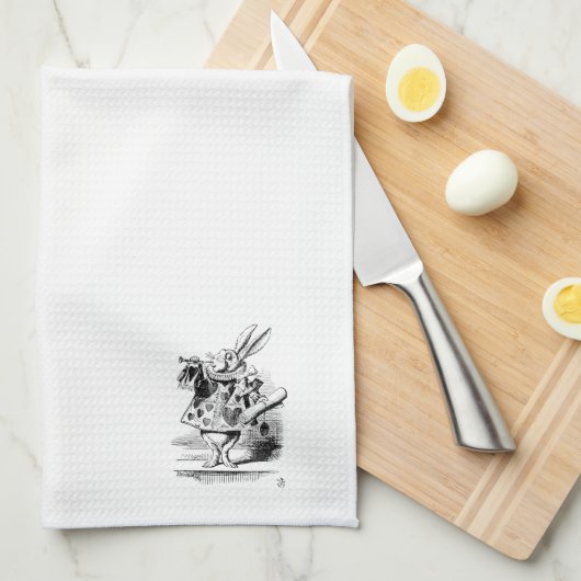 Alice in Wonderlands White Rabbit Kitchen Towel Theedoek (Quarter Fold)