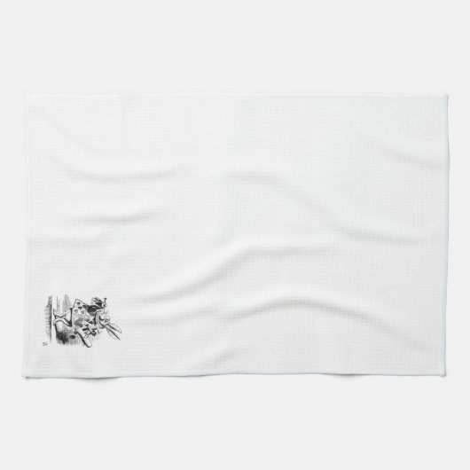 Alice in Wonderlands White Rabbit Kitchen Towel Theedoek (Horizontaal)