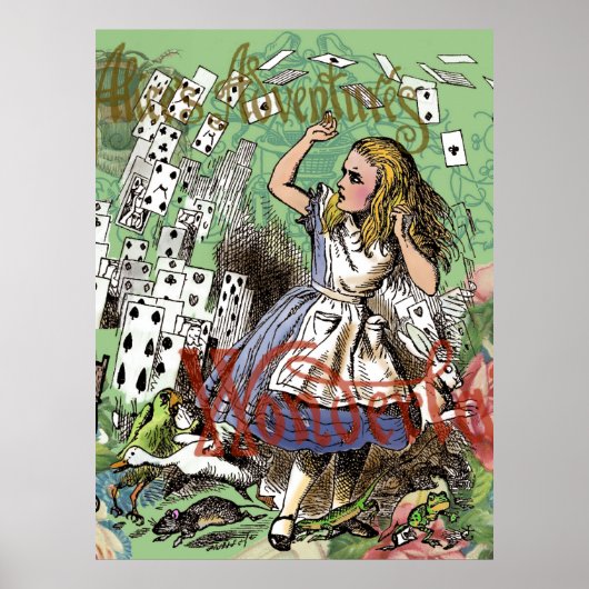 alice kaarten wonderland hoedenmaker konijn poster (Voorkant)