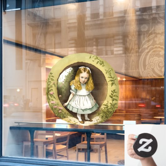 Alice komt Wonderland binnen - raambekleding Raamsticker (Cafe Raam)