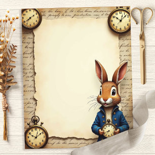 Alice Konijn en Zakhorloges Scrapbook Papier