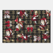 Alice Koningin van harten zwart en rood set Inpakpapier Vel (Voorkant 2)
