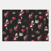 Alice Koningin van harten zwart en rood set Inpakpapier Vel (Voorkant)
