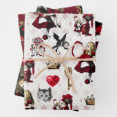 Alice Koningin van harten zwart en rood set Inpakpapier Vel (In situ)