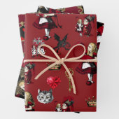 Alice Koningin van harten zwart en rood set Inpakpapier Vel (In situ)