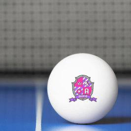 Alice letter A eenhoorn crest paars roze Pingpongbal