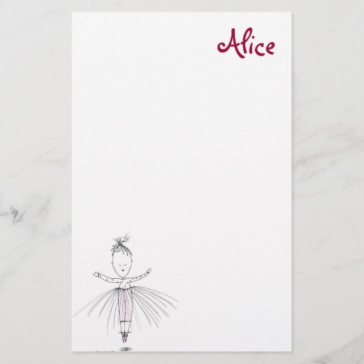 Alice - Little Dancer Personalized Stationery Briefpapier (Voorkant)