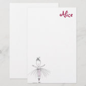 Alice - Little Dancer Personalized Stationery Briefpapier (Voorkant / Achterkant)