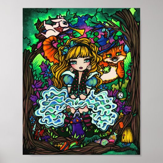 "Alice Lost" Alice in Wonderland Cheshire Cat Poster (Voorkant)