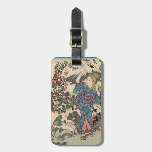 Alice Lost in Japan | Ukiyo-e Floating Wonderland Bagagelabel (Voorkant verticaal)