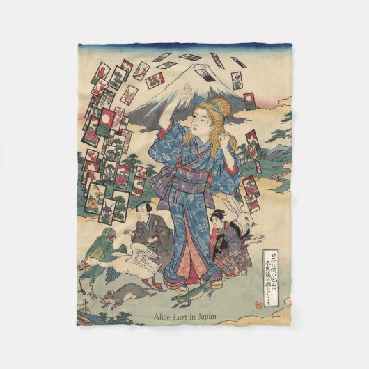 Alice Lost in Japan | Ukiyo-e Floating Wonderland Fleece Deken (Voorkant)