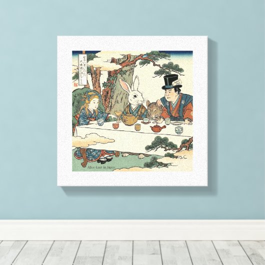 Alice Lost in Japan | Ukiyo-e Mad Tea Party Canvas Afdruk (Insitu (Houten vloer))