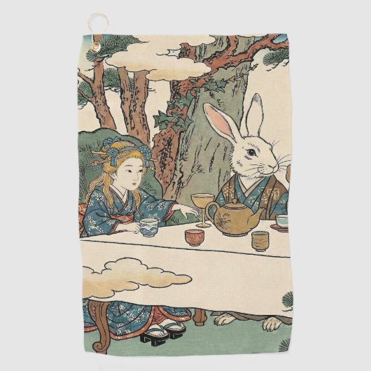 Alice Lost in Japan | Ukiyo-e Mad Tea Party Golfhanddoek (Voorkant)