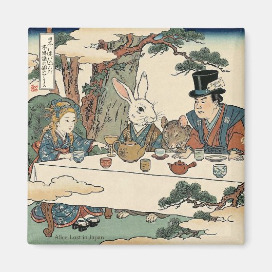 Alice Lost in Japan | Ukiyo-e Mad Tea Party Magneet (Voorkant)