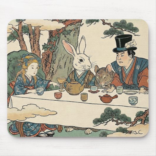 Alice Lost in Japan | Ukiyo-e Mad Tea Party Muismat (Voorkant)