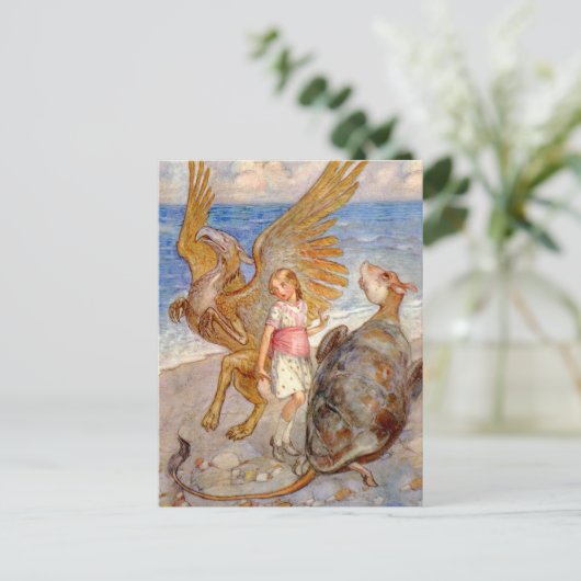 Alice luistert naar de Griffin en de Mock Turtle Briefkaart (Staand voorkant)
