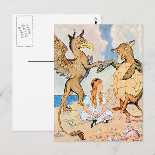 Alice luistert naar de Griffin en de Mock Turtle Briefkaart (Voorkant / Achterkant)