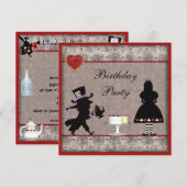Alice & Mad Hatter Birthday Party nodigt uit Kaart (Voorkant / Achterkant)