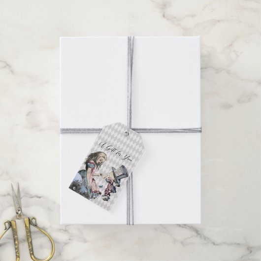  Alice & Mad Hatter  Cadeaulabel (Met Touw)