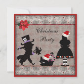 Alice, Mad Hatter en Cheshire Cat Kerstparty Kaart (Voorkant)