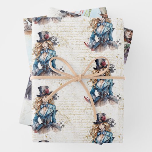 Alice, Mad Hatter en White Rabbit Inpakpapier Vel (In situ)