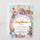 Alice Mad Hatter Queen of Hearts Baby shower Kaart (Voorkant)