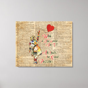 Alice, Mad Hatter & Rabbit  Collage Quote Canvas Afdruk