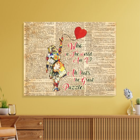 Alice, Mad Hatter & Rabbit  Collage Quote Canvas Afdruk (Insitu (Woonkamer))
