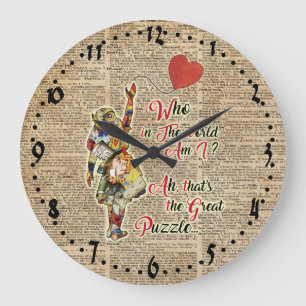 Alice, Mad Hatter & Rabbit  Collage Quote Grote Klok