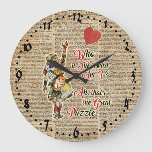 Alice, Mad Hatter & Rabbit  Collage Quote Grote Klok (Voorkant)
